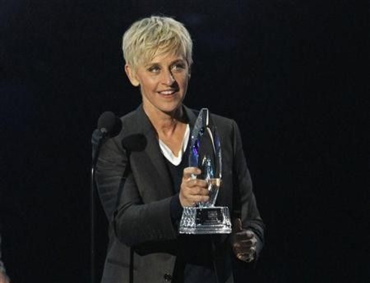 Television host Ellen DeGeneres accepts the Favorite Daytime TV Host award at the 2012 People&#039;s Choice Awards in Los Angeles