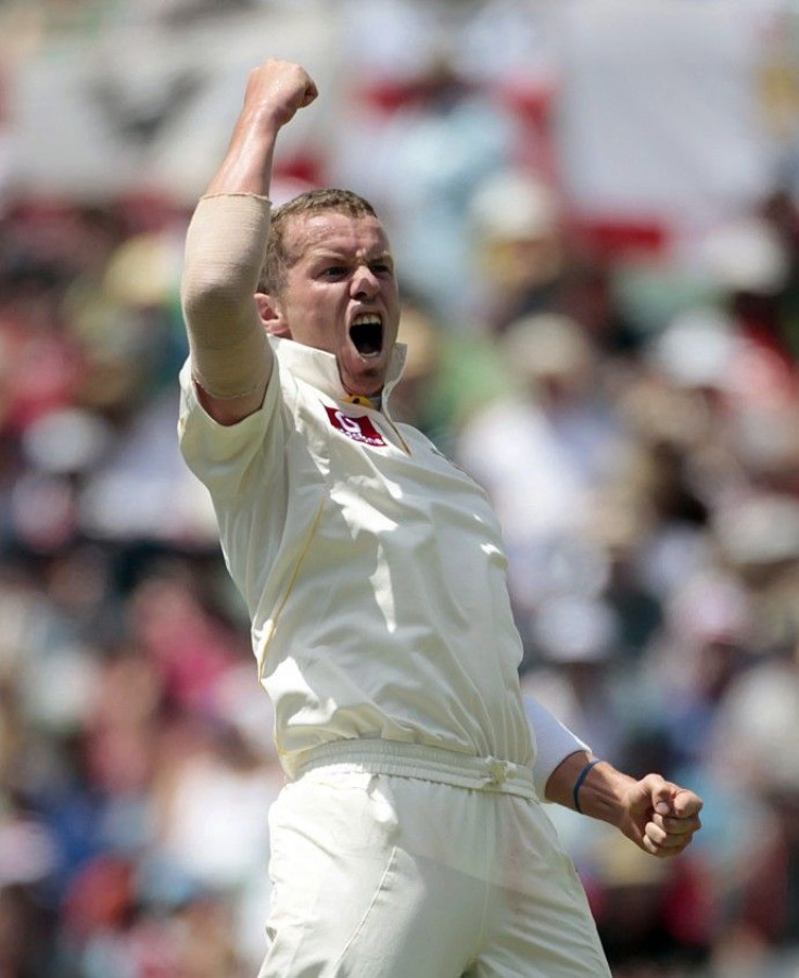 Australia's Siddle celebrates taking the wicket of England's Prior during their third Ashes test in Perth.