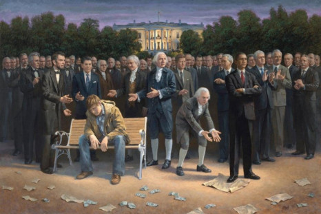 Jon McNaughton ‘The Forgotten Man’ Painting of President Barack Obama standing on the Constitution