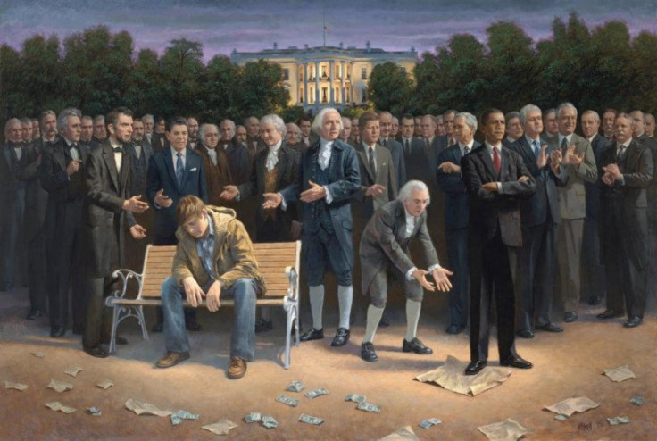 Jon McNaughton ‘The Forgotten Man’ Painting of President Barack Obama standing on the Constitution