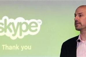 Skype CEO Silverman speaks at a news conference during his first official visit in Taipei