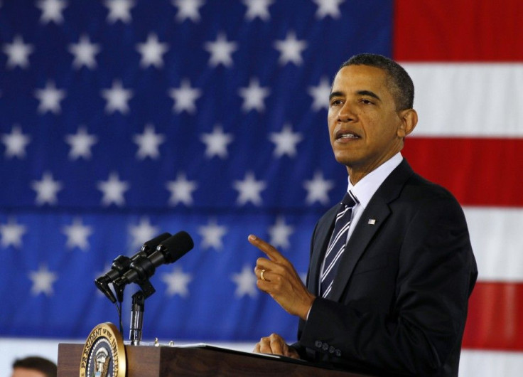 U.S. President Barack Obama discusses about the economy at Fire Station Number Five in Arlington, Virginia February 3, 2012.