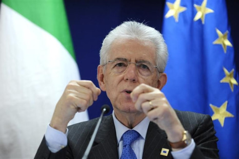 Italy's PM Monti addresses a news conference after an European Union summit in Brussels