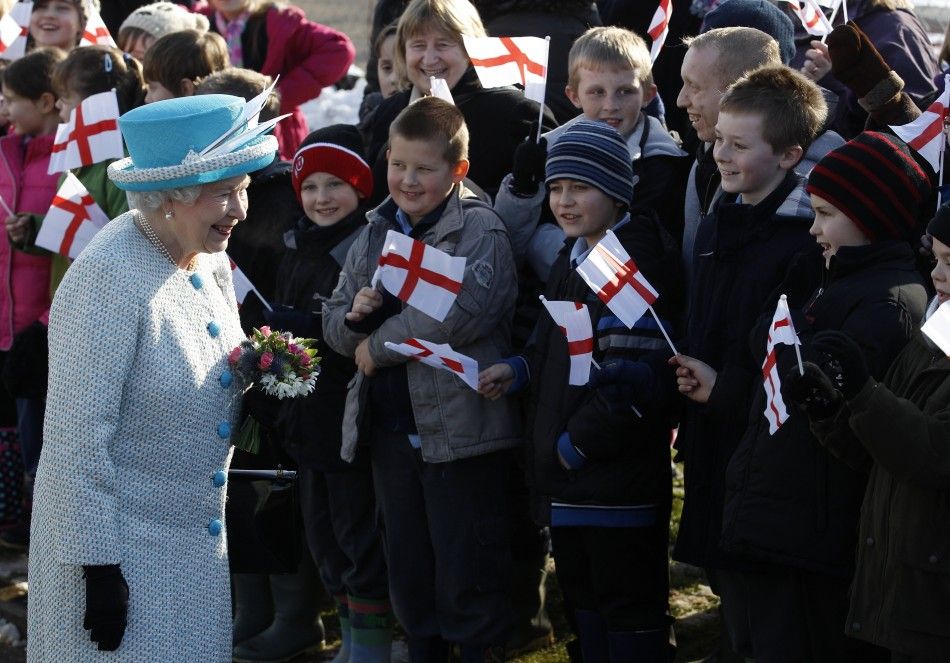 Britains Queen Elizabeth smiles after visiting Dersingham Infant and Nursery School in Dersingham