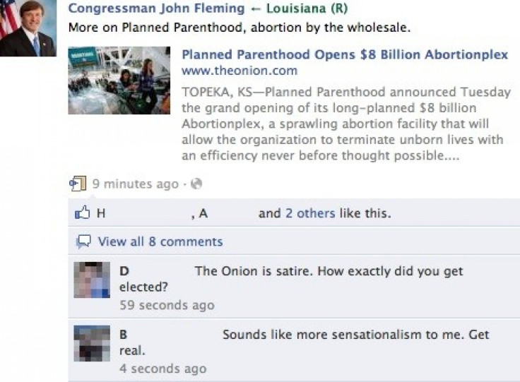 Congressman Posts Onion 'Abortionplex' Article In Planned Parenthood Takedown