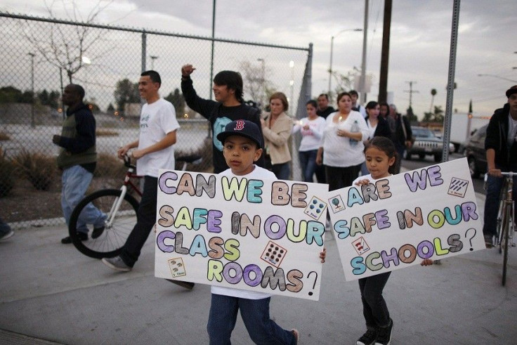 Parents and pupils protest outside Miramonte school in Los Angeles 