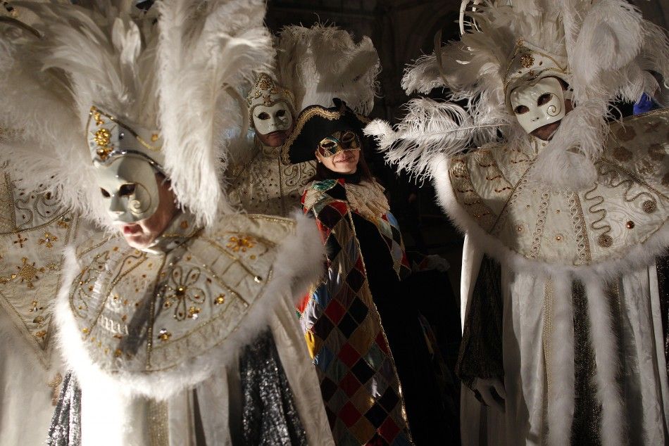 Venice Carnival 2012 Masked Revellers Party Medieval Style