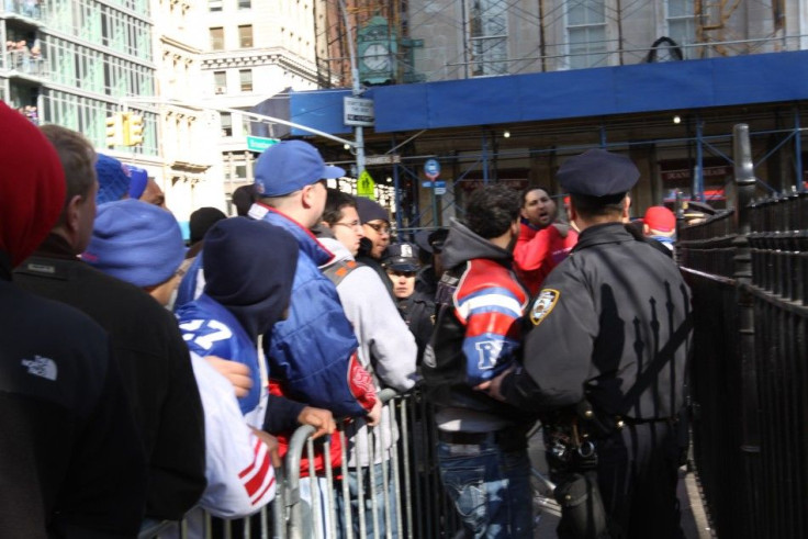Giants Parade: Officers insists pedestrians return to the other side of the barricades