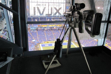One of the photos posted online of an apparent sniper position at the Super Bowl.