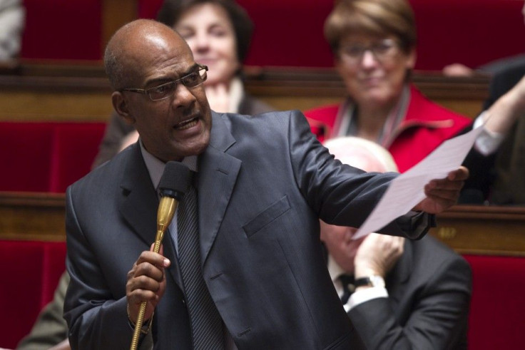 French deputy Serge Letchimy delivers a speech against the remarks by Interior Minister Claude during the government question session at the National Assembly in Paris