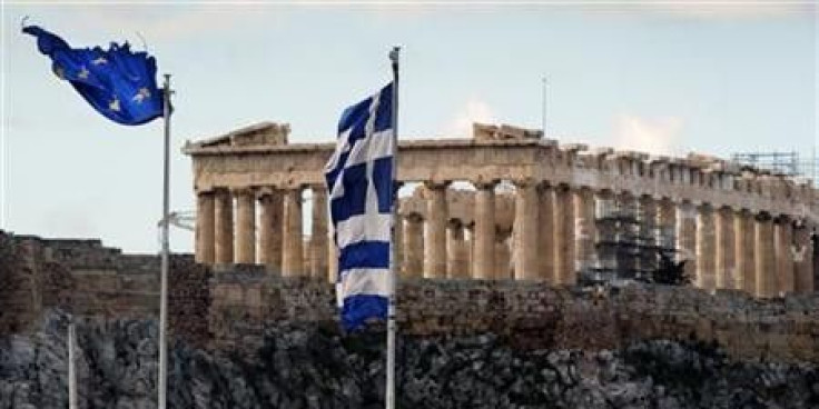 Greek and EU flag