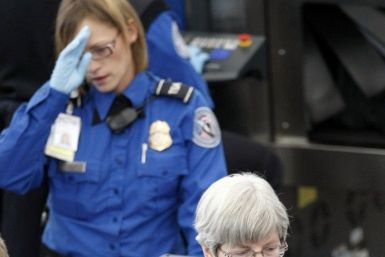 A Transportation Security Administration worker during a patdown search