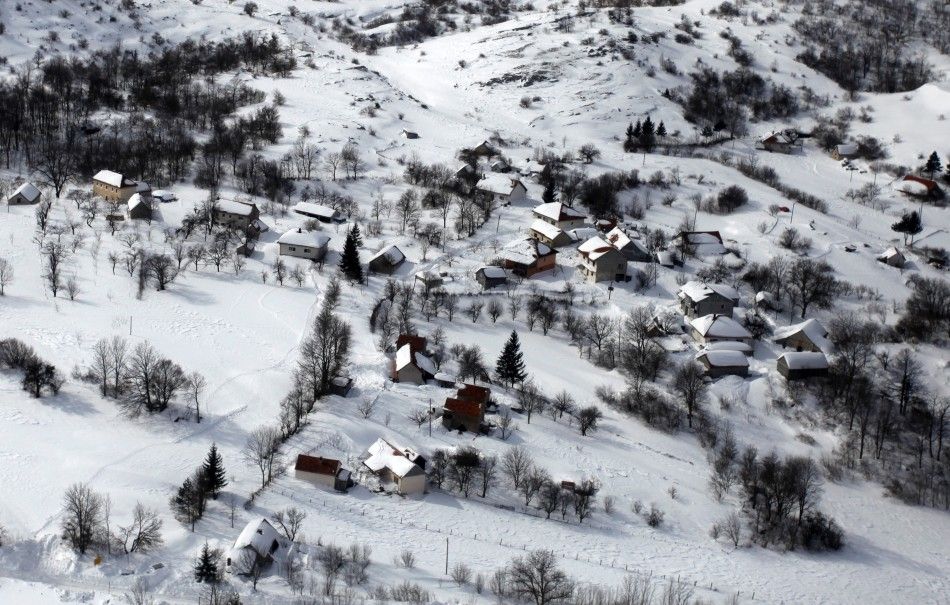 Europe Cold Weather Latest Aerial Views of Country Side Blanketed With Snow 