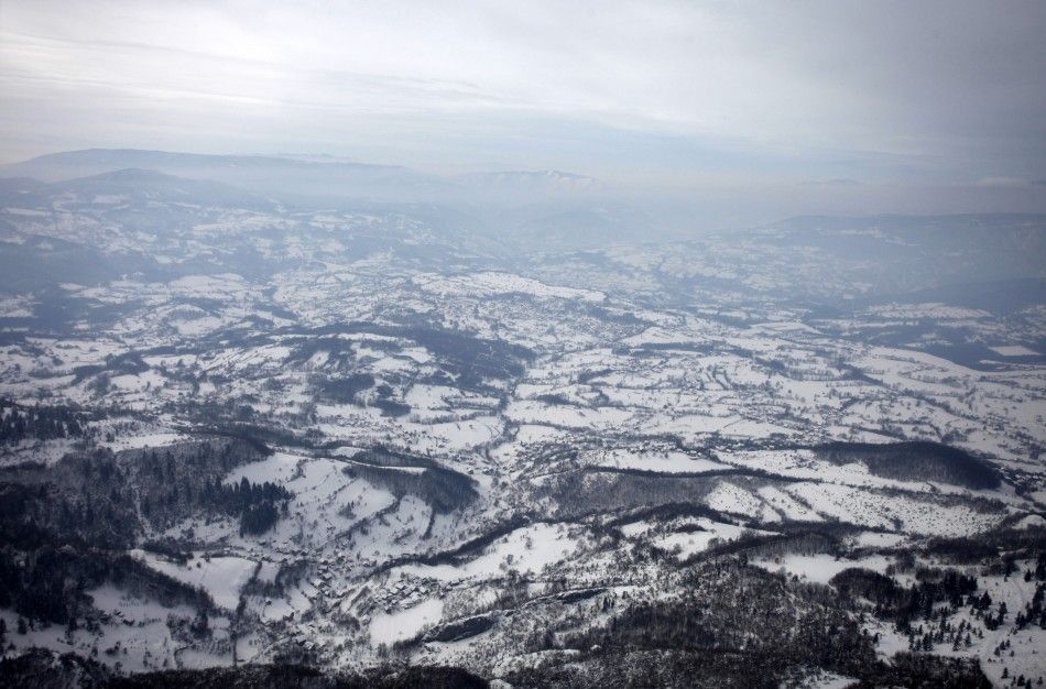 Europe Cold Weather Latest Aerial Views of Country Side Blanketed With Snow 