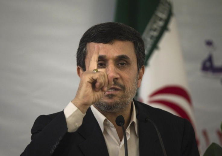 Iranian President Mahmoud Ahmadinejad gestures while speaking at the 25th International Islamic Unity Conference in Tehran February 8, 2012.
