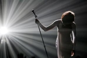 Whitney Houston bows after performing ''I Didn't Know My Own Strength'' at the 2009 American Music Awards in Los Angeles, California