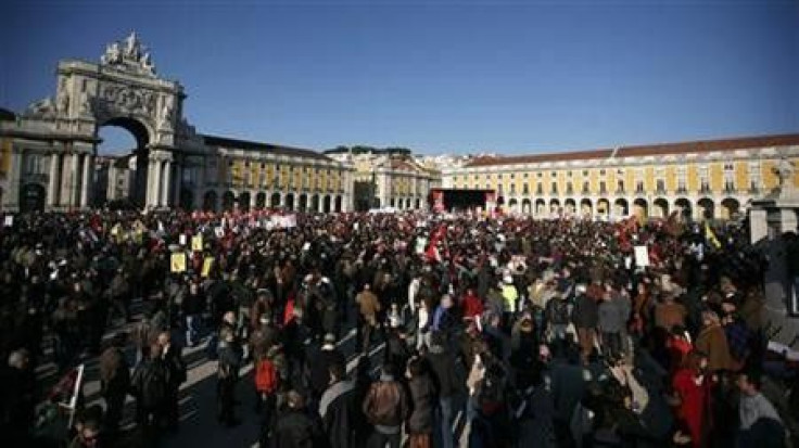 Demonstrators In Lisbon's Terrero Do Paco Square