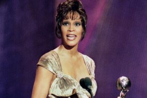 Singer Whitney Houston holds the Image Award she received for outstanding female recording artist