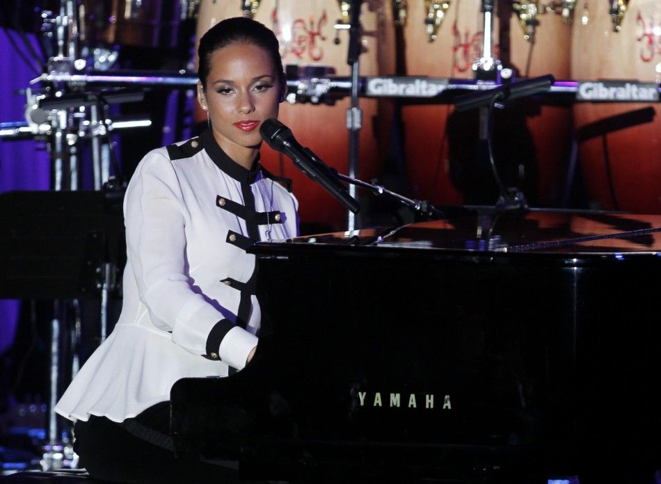Singer Alicia Keys speaks about Whitney Houston before performing at the 2012 Pre-Grammy Gala  Salute to Industry Icons at the Beverly Hilton Hotel in Beverly Hills, California