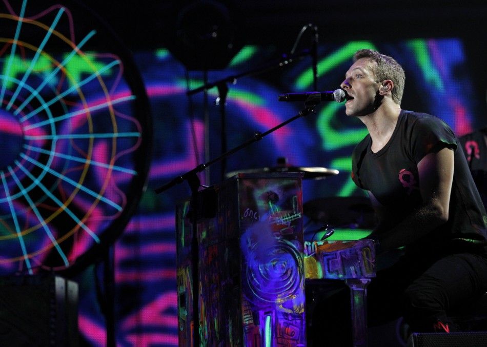 Cold Play singer Chris Martin performs at the 54th annual Grammy Awards in Los Angeles, California