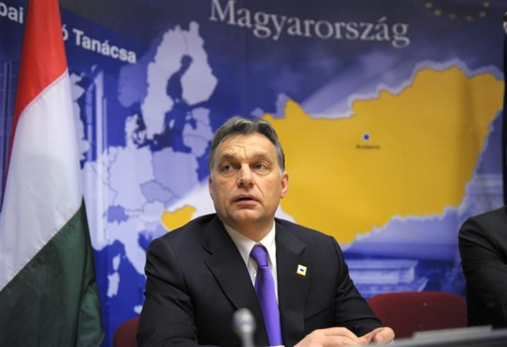 Hungary's PM Orban attends a news conference at the European Council in Brussels