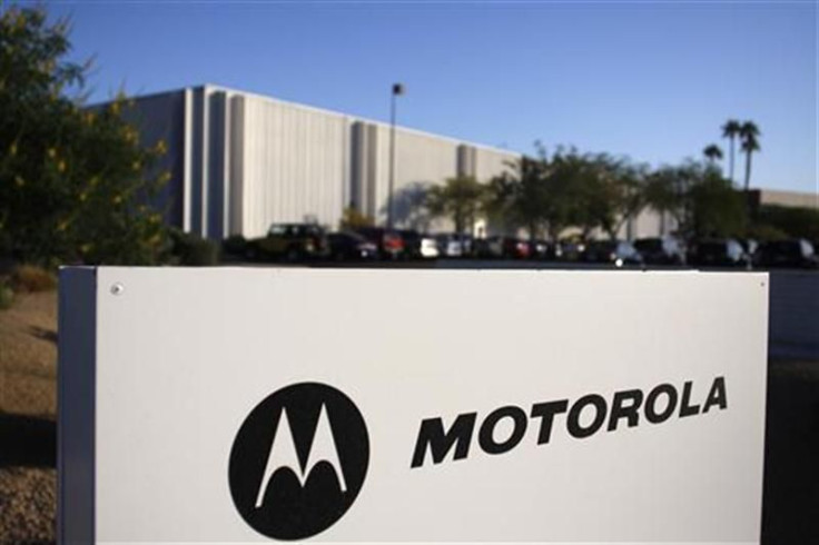 Signage for Motorola is displayed outside their office building in Tempe, Arizona